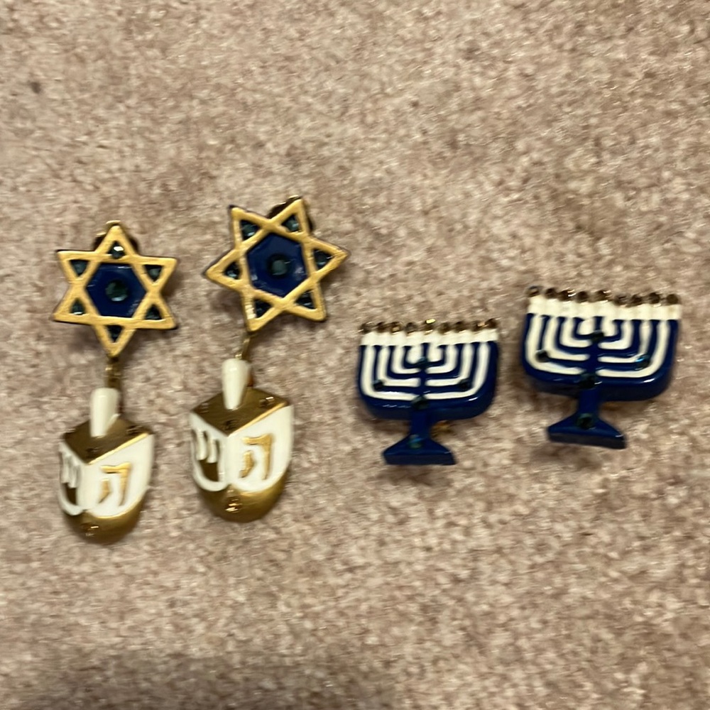 2 pair of Chanukah earrings